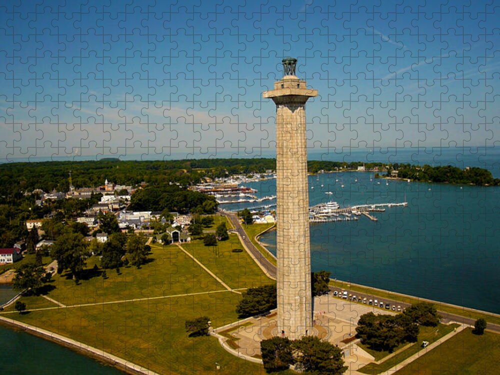 Aerial Jigsaw Puzzle featuring the photograph Aerial Perry's Monument by Kevin Cable