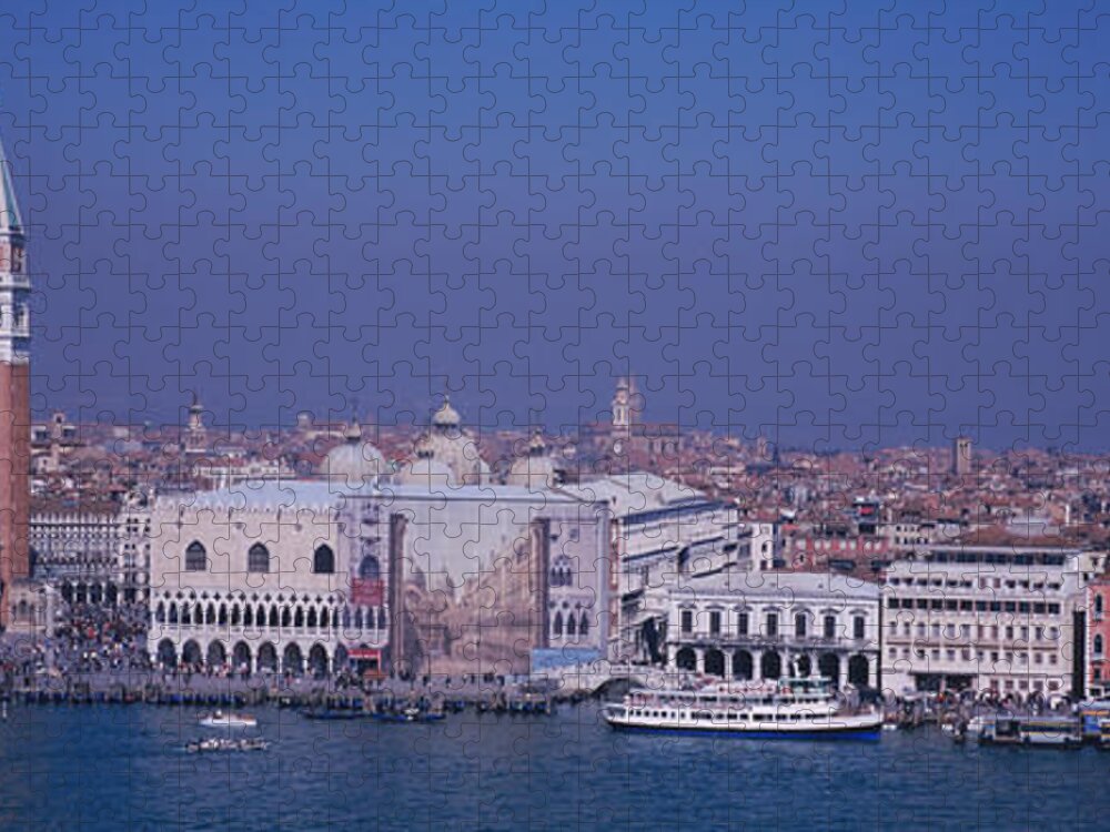 Photography Jigsaw Puzzle featuring the photograph Aerial View Of A City Along A Canal by Panoramic Images