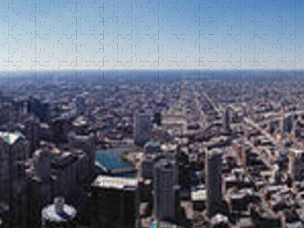 Photography Jigsaw Puzzle featuring the photograph Aerial View Of A City, Chicago River by Panoramic Images
