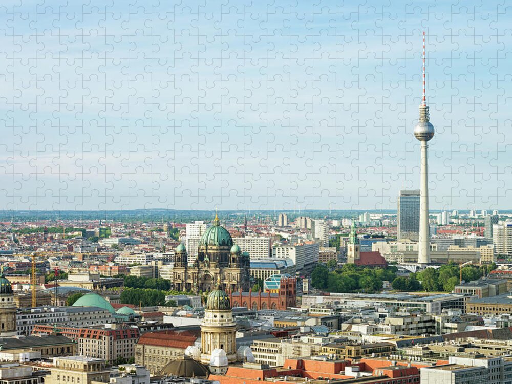 Alexanderplatz Jigsaw Puzzle featuring the photograph Aerial View Of Berlin Cityscape by Georgeclerk