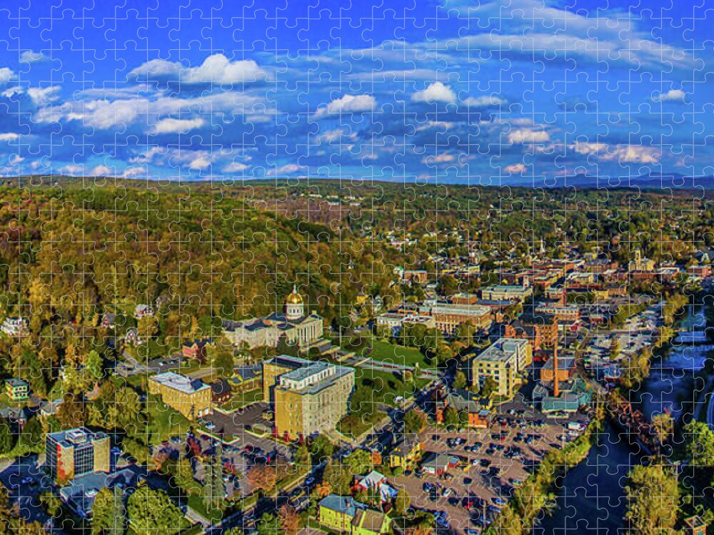 Photography Jigsaw Puzzle featuring the photograph Aerial View Of Cityscape, Montpelier by Panoramic Images