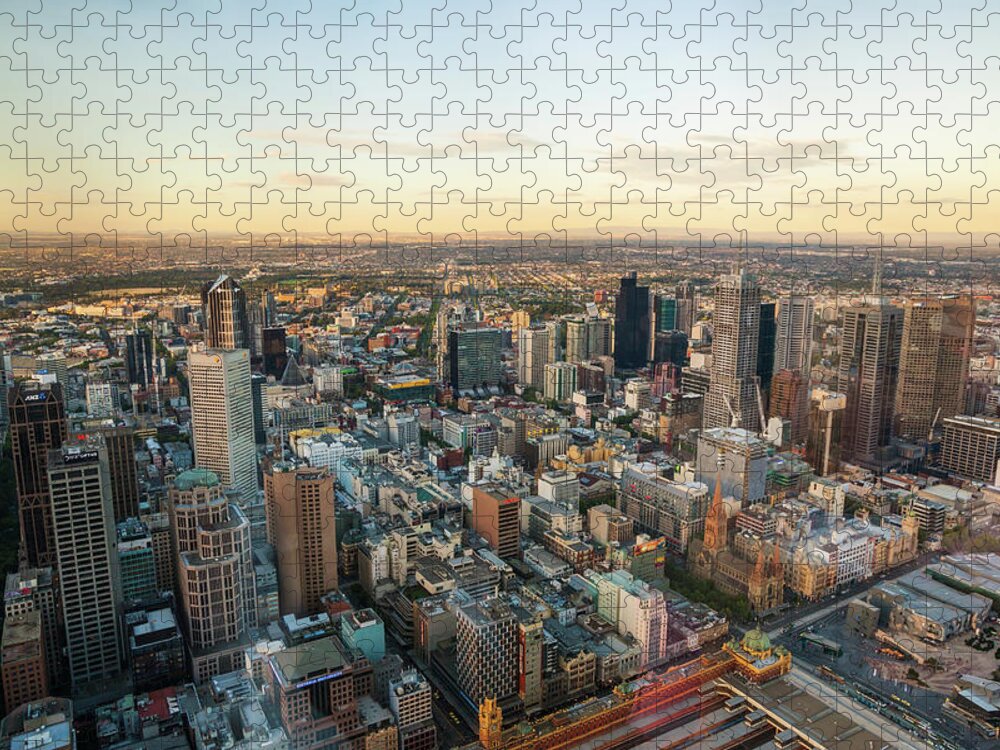 Aerial View Of Melbourne At Sunset Jigsaw Puzzle by Matteo Colombo - Fine  Art America
