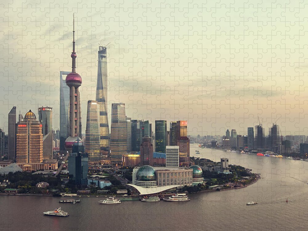 Chinese Culture Jigsaw Puzzle featuring the photograph Aerial View Of Shanghai by Weiyi Zhu