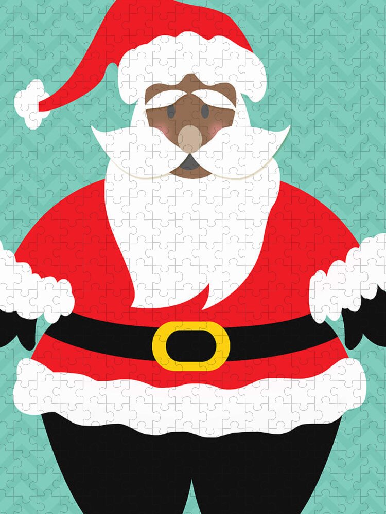 Santa Jigsaw Puzzle featuring the digital art African American Santa Claus by Linda Woods