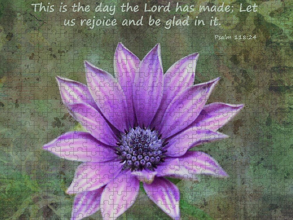 African Daisy Jigsaw Puzzle featuring the photograph African Daisy With Scripture by Sandi OReilly