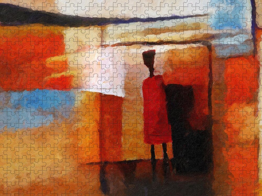 Africana Jigsaw Puzzle featuring the painting Africana by Lutz Baar