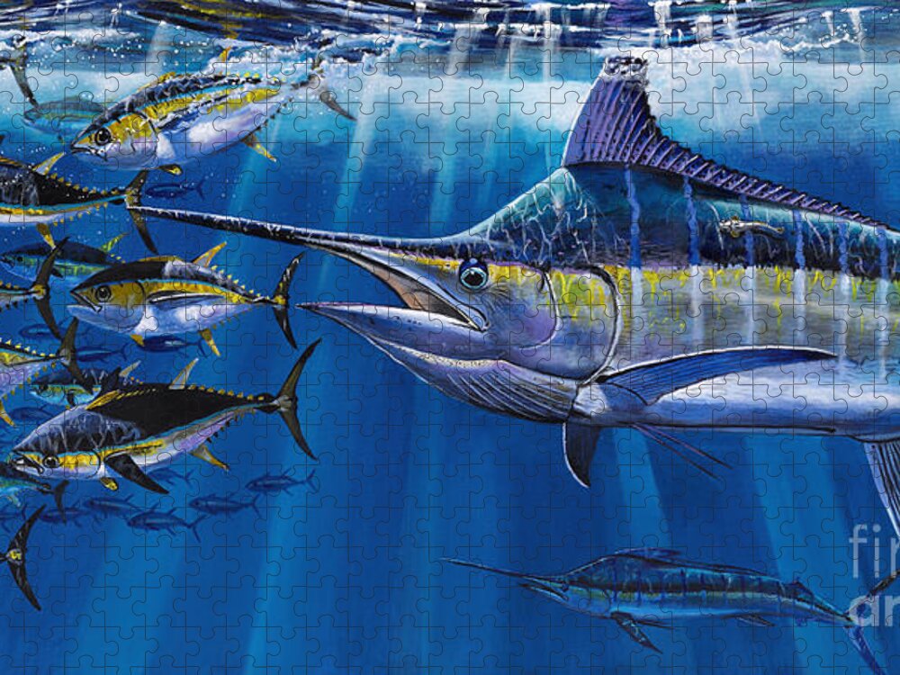 Marlin Jigsaw Puzzle featuring the painting Agressor Off00140 by Carey Chen