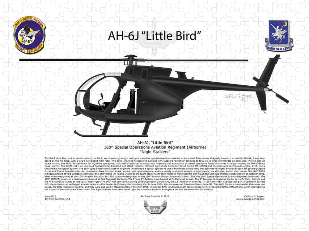 Helicopter Jigsaw Puzzle featuring the digital art AH-6J Little Bird by Arthur Eggers