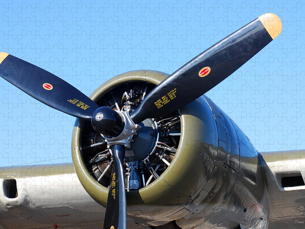 Ww Ii Aircraft Jigsaw Puzzle featuring the photograph Air Power. B-17 Flying Fortress Engine by Connie Fox