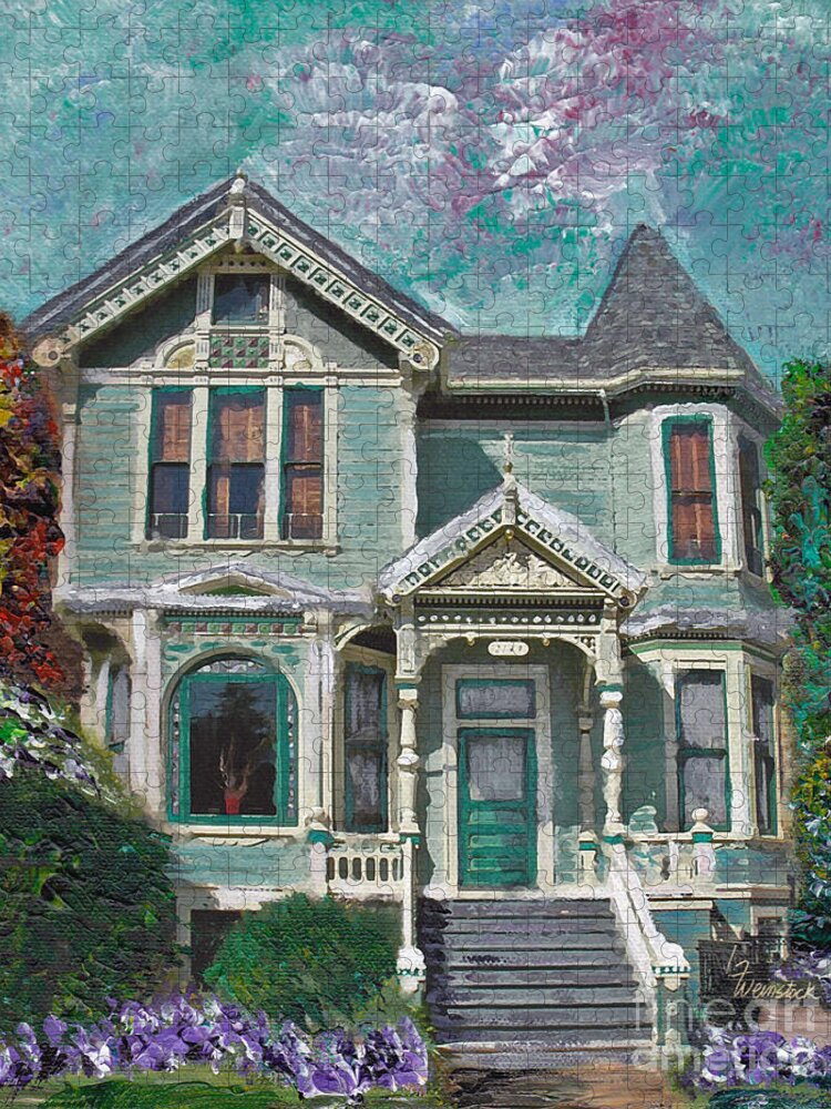 Queen Anne Jigsaw Puzzle featuring the painting Alameda 1897 - Queen Anne by Linda Weinstock
