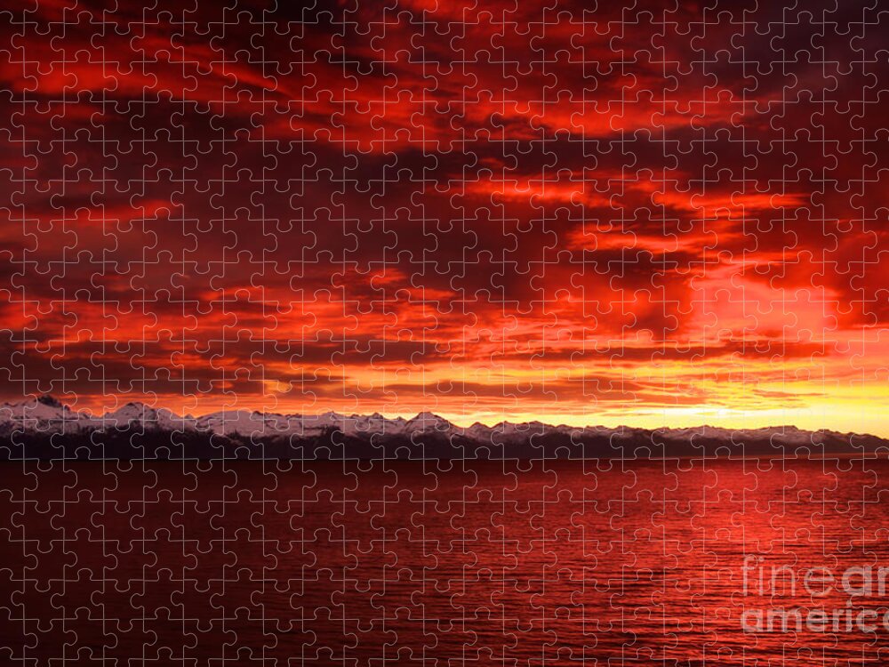 Alaska Jigsaw Puzzle featuring the photograph Alaskan Sunset by Jarrod Erbe