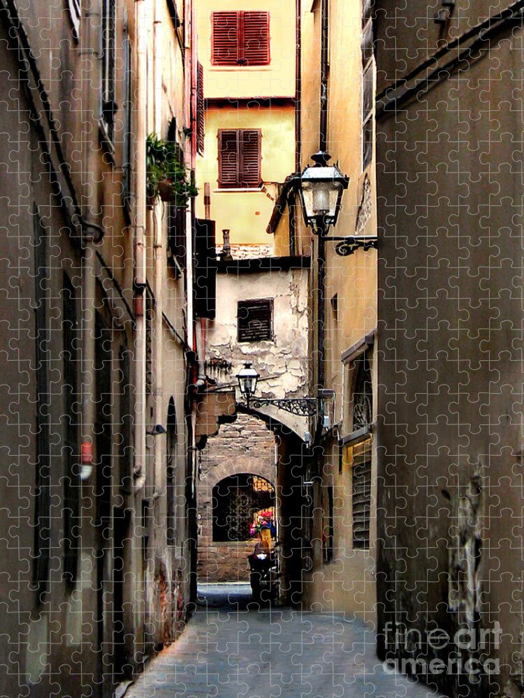 Florence Jigsaw Puzzle featuring the photograph Alley in Florence 1 by Jennie Breeze