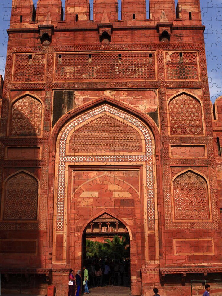 India Jigsaw Puzzle featuring the photograph Amar Singh Gate Red Fort Agra by Aidan Moran
