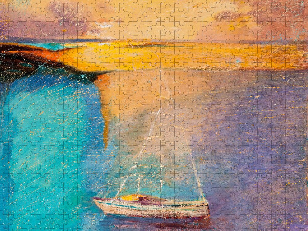 Seascape Jigsaw Puzzle featuring the painting Amazing Ocean II by Shijun Munns