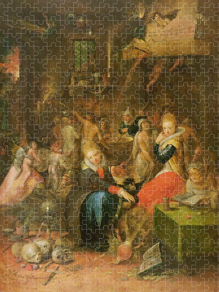 Witchcraft Jigsaw Puzzle featuring the painting An Incantation Scene, 1606 by Frans II the Younger Francken