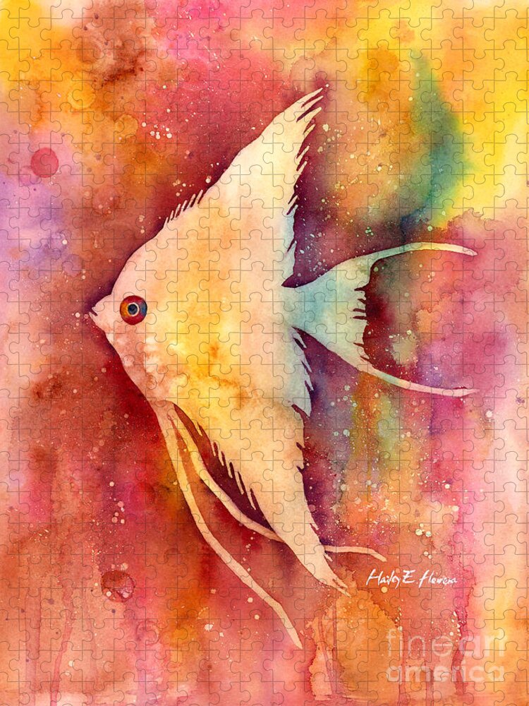 Fish Jigsaw Puzzle featuring the painting Angelfish II by Hailey E Herrera