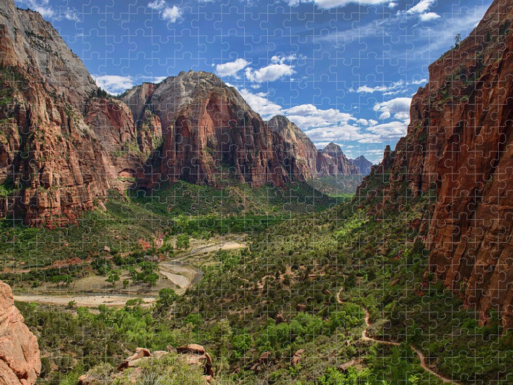 Tranquility Jigsaw Puzzle featuring the photograph Angels Landing Trail, Zion National by Dave Stamboulis Travel Photography