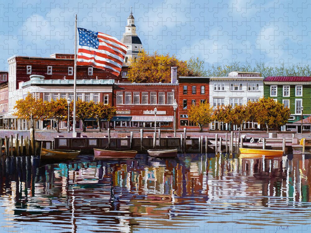 Annapolis Jigsaw Puzzle featuring the painting Annapolis MD by Guido Borelli