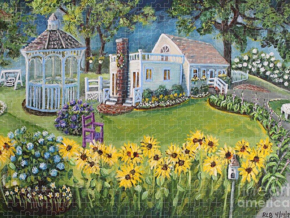 Cottage Jigsaw Puzzle featuring the painting Annie's Summer Cottage by Rita Brown