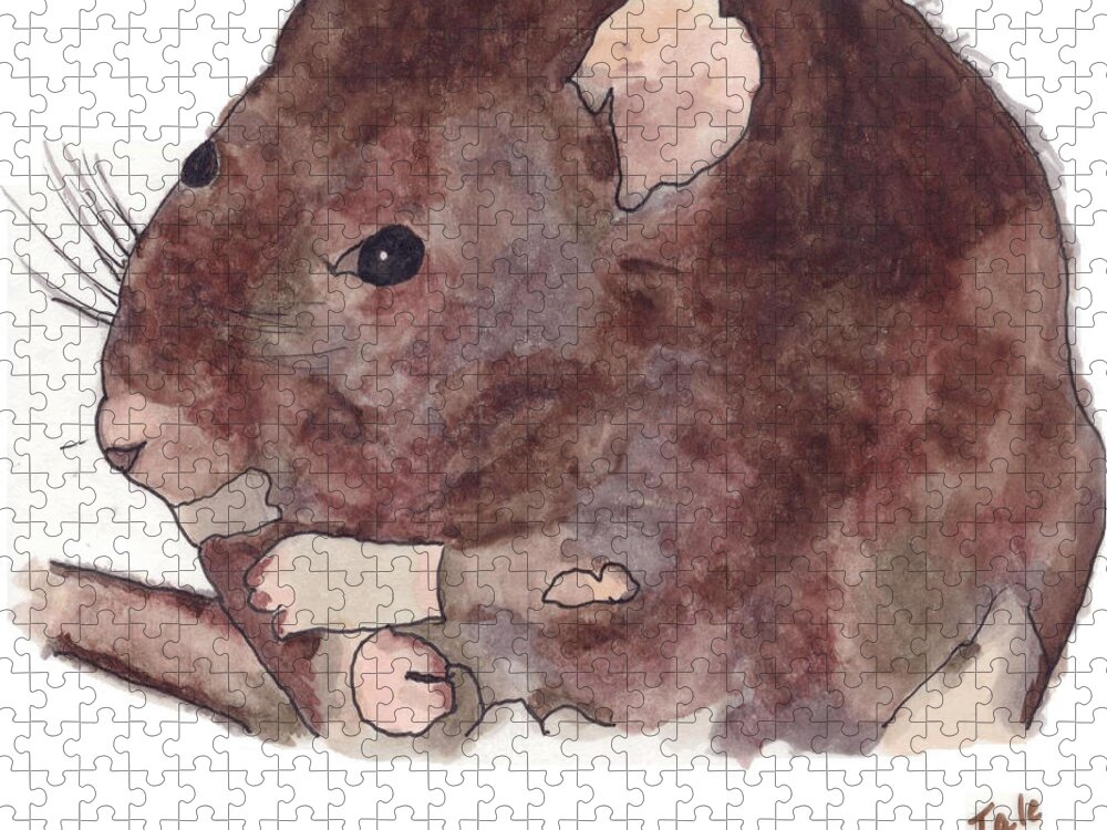 Rat Jigsaw Puzzle featuring the painting Annie's Taill by Dawn Boswell Burke