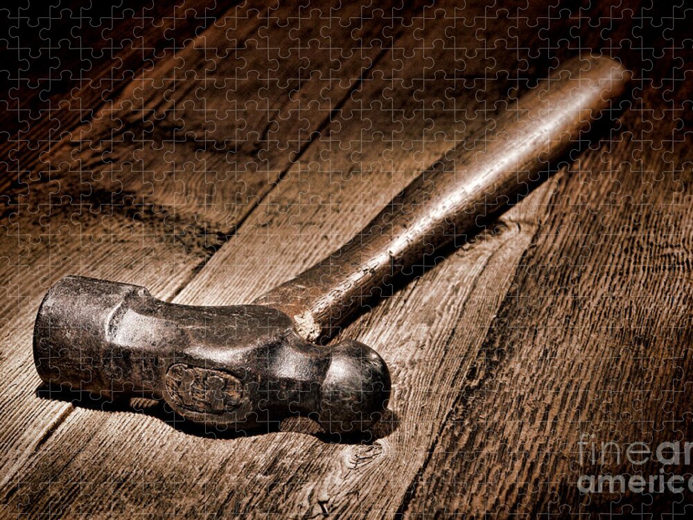 Hammer Jigsaw Puzzle featuring the photograph Antique Blacksmith Hammer by Olivier Le Queinec