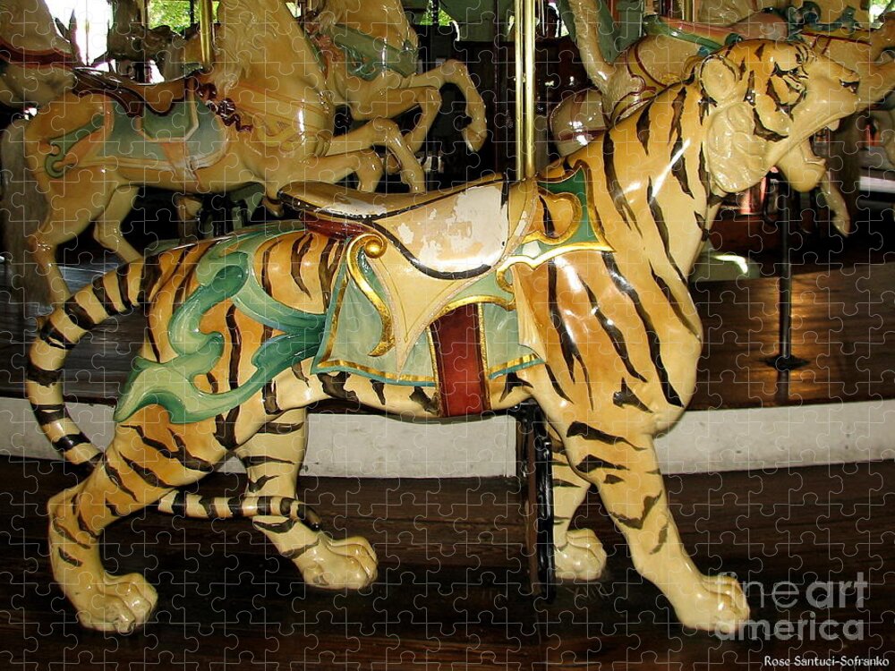 Tigers Jigsaw Puzzle featuring the photograph Antique Dentzel Menagerie Carousel Tiger by Rose Santuci-Sofranko