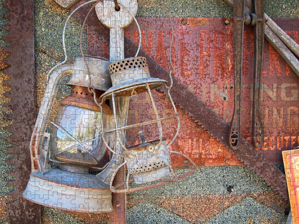 Still Life Jigsaw Puzzle featuring the photograph Antique Kerosene Lamps by Mary Lee Dereske