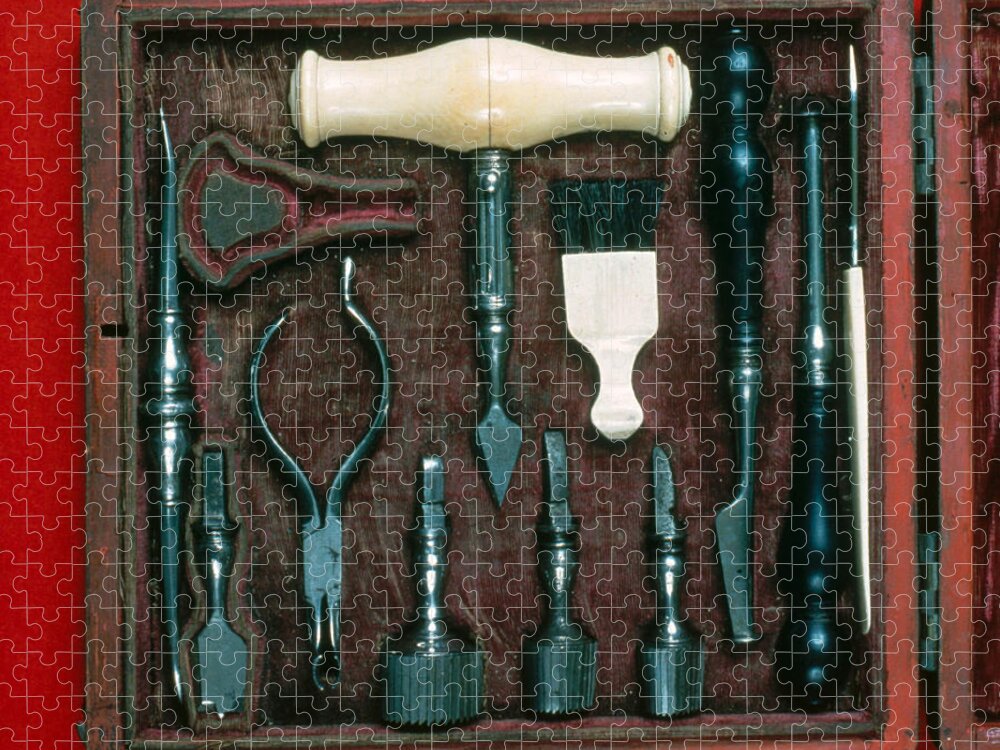 18th Century Jigsaw Puzzle featuring the photograph Antique Trephine Surgical Tools by John Watney