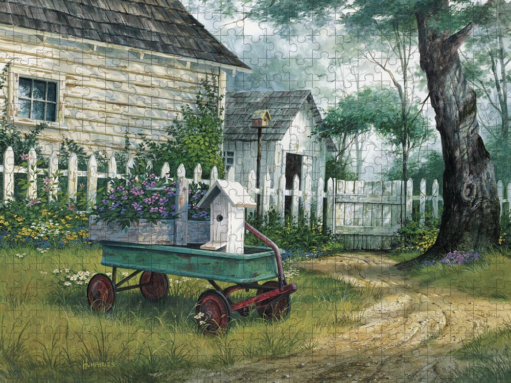 Antique Jigsaw Puzzle featuring the painting Antique Wagon by Michael Humphries