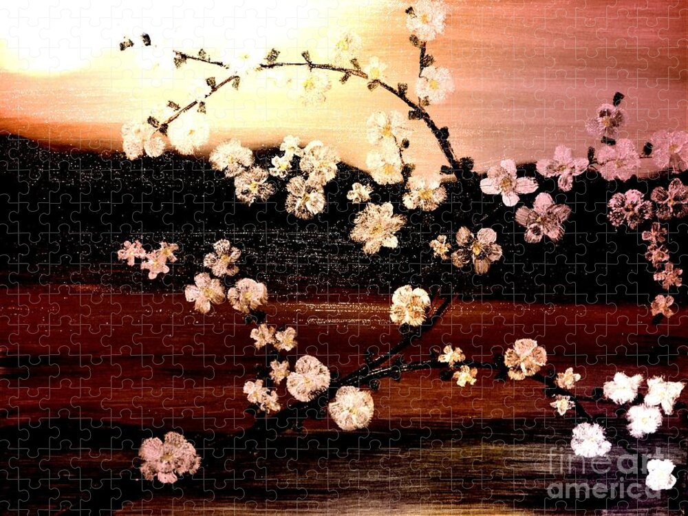Apple-blossom Jigsaw Puzzle featuring the painting Apple Blossom Time by Denise Tomasura