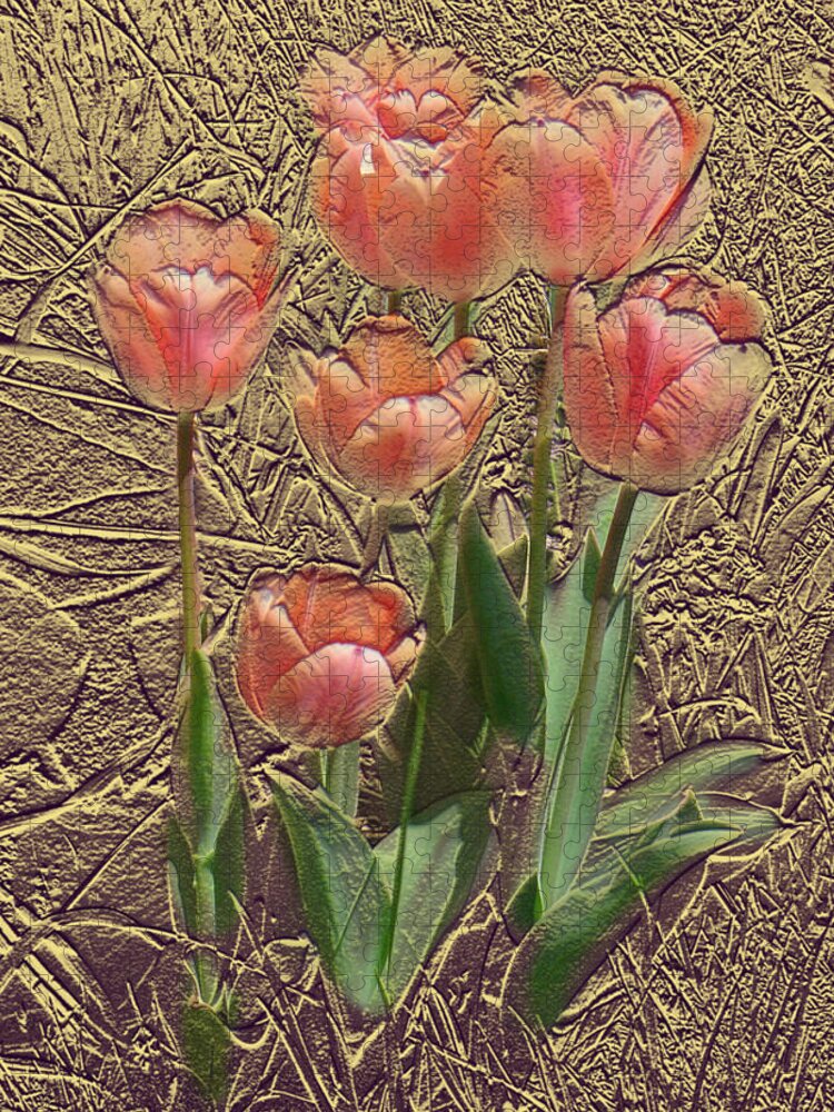  Jigsaw Puzzle featuring the photograph Apricot Tulips by Steve Karol