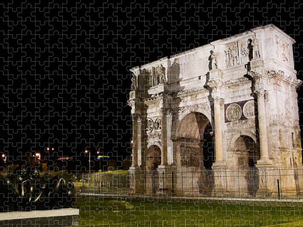 Rome Jigsaw Puzzle featuring the photograph Arch of Constantine at night by Weston Westmoreland