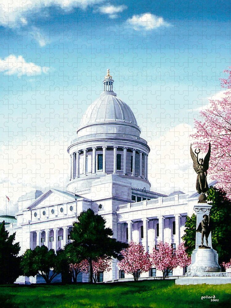 Little Rock Jigsaw Puzzle featuring the painting Arkansas Capitol Blossoms by Glenn Pollard