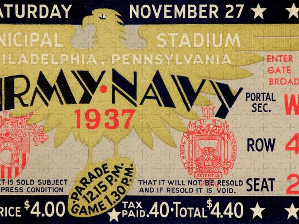 Army Jigsaw Puzzle featuring the photograph Army Navy 1937 by Benjamin Yeager