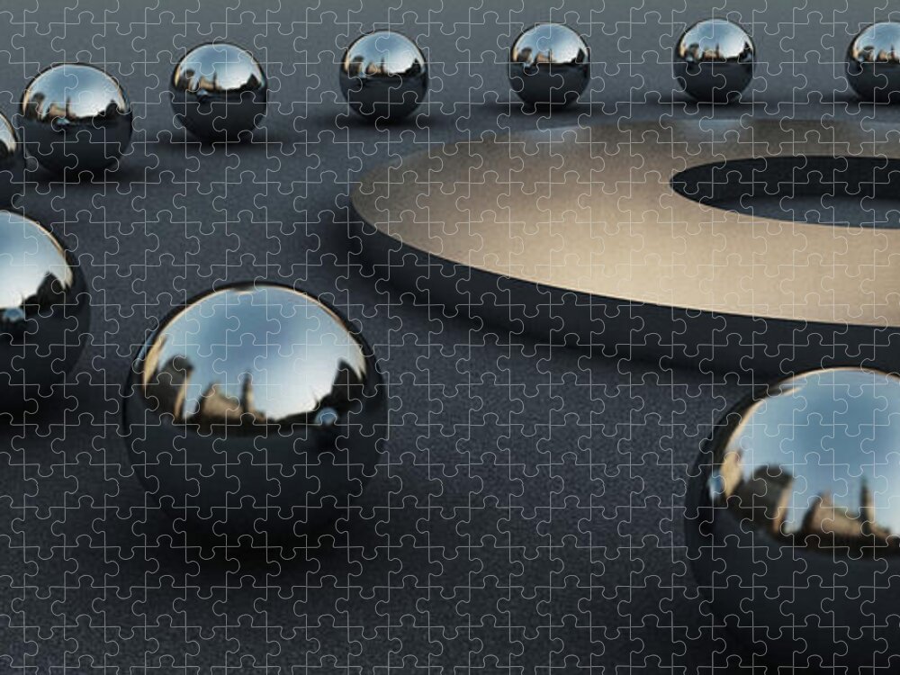 Circles Jigsaw Puzzle featuring the digital art Around Circles by Richard Rizzo