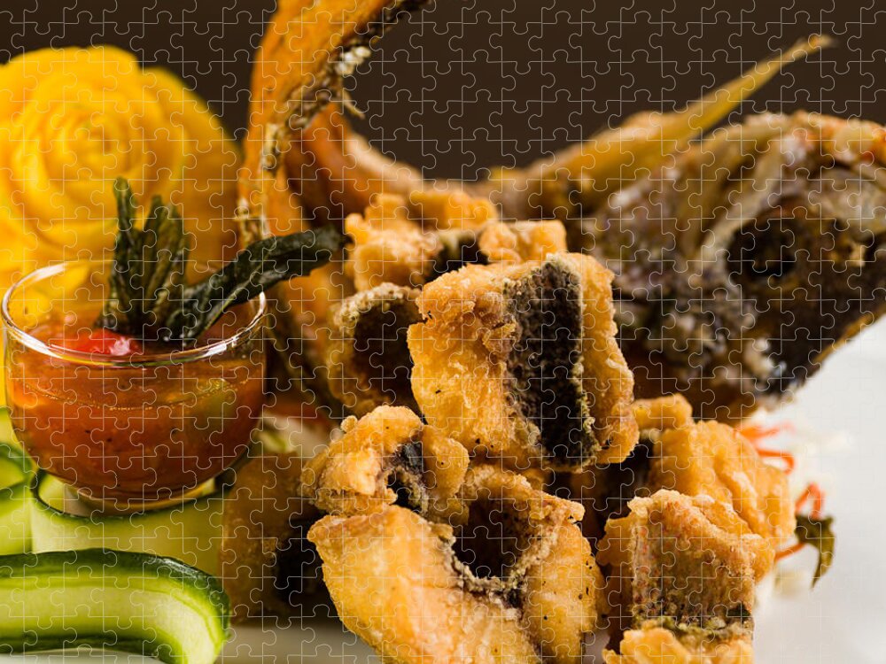 Asian Jigsaw Puzzle featuring the photograph Asian Fried Snapper by Raul Rodriguez