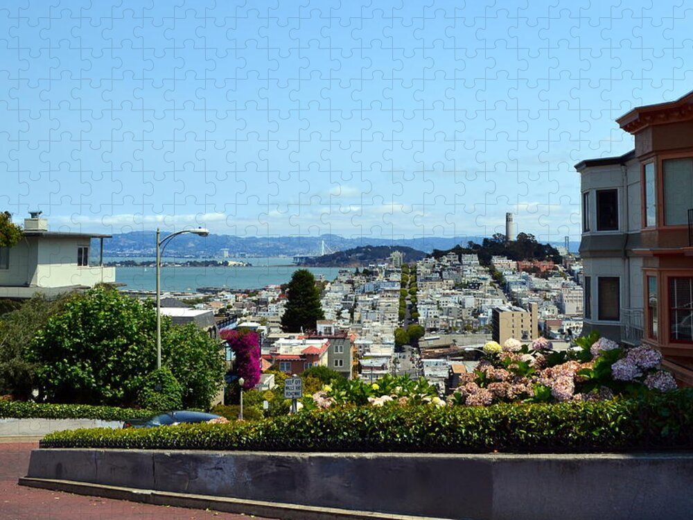 Lombard Street Jigsaw Puzzle featuring the photograph At the Top - Lombard Street by Michelle Calkins