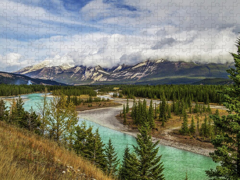 Scenics Jigsaw Puzzle featuring the photograph Athabasca River by Ed Cheung