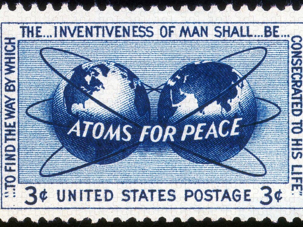 Philately Jigsaw Puzzle featuring the photograph Atoms For Peace, U.s. Postage Stamp by Science Source