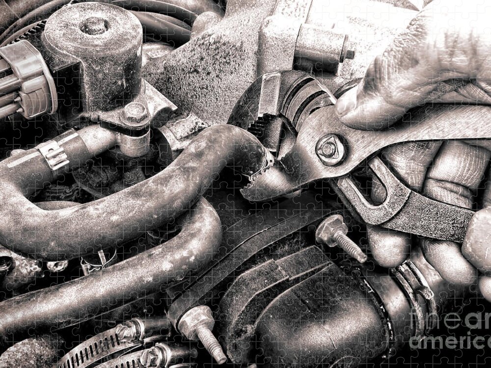 Car Jigsaw Puzzle featuring the photograph Auto Repair by Olivier Le Queinec