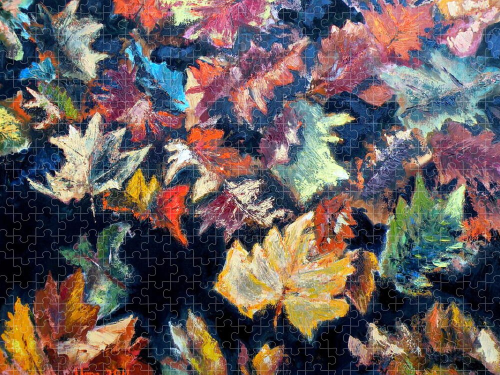 Autumn Leaves Jigsaw Puzzle featuring the painting Autumn leaves by Uma Krishnamoorthy