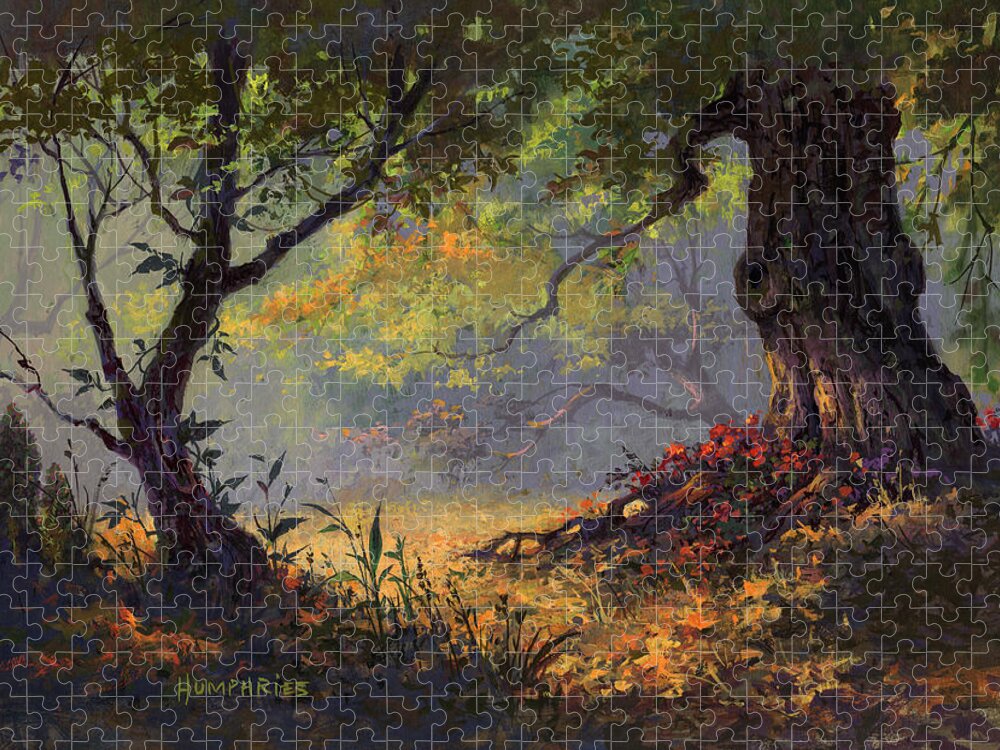 Landscape Jigsaw Puzzle featuring the painting Autumn Shade by Michael Humphries