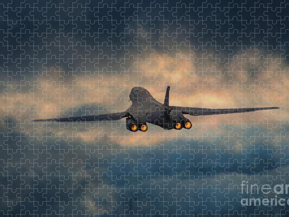 B-1 Bomber Jigsaw Puzzle featuring the digital art B-1 Bone by Airpower Art
