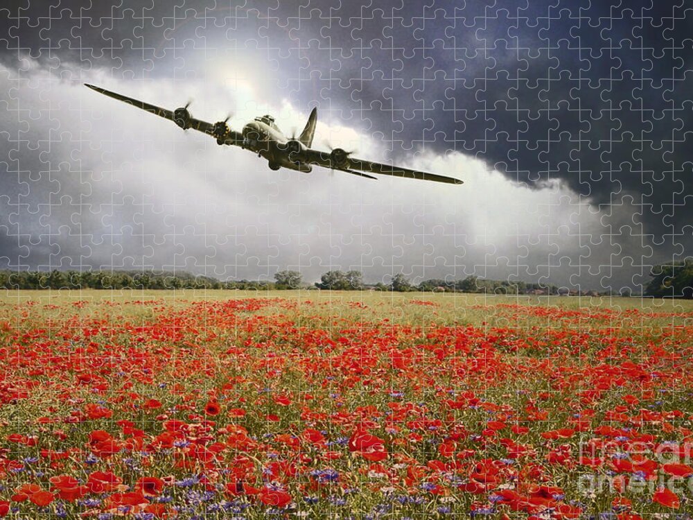 B-17 Flying Fortress Jigsaw Puzzle featuring the digital art B-17 Poppy Pride by Airpower Art
