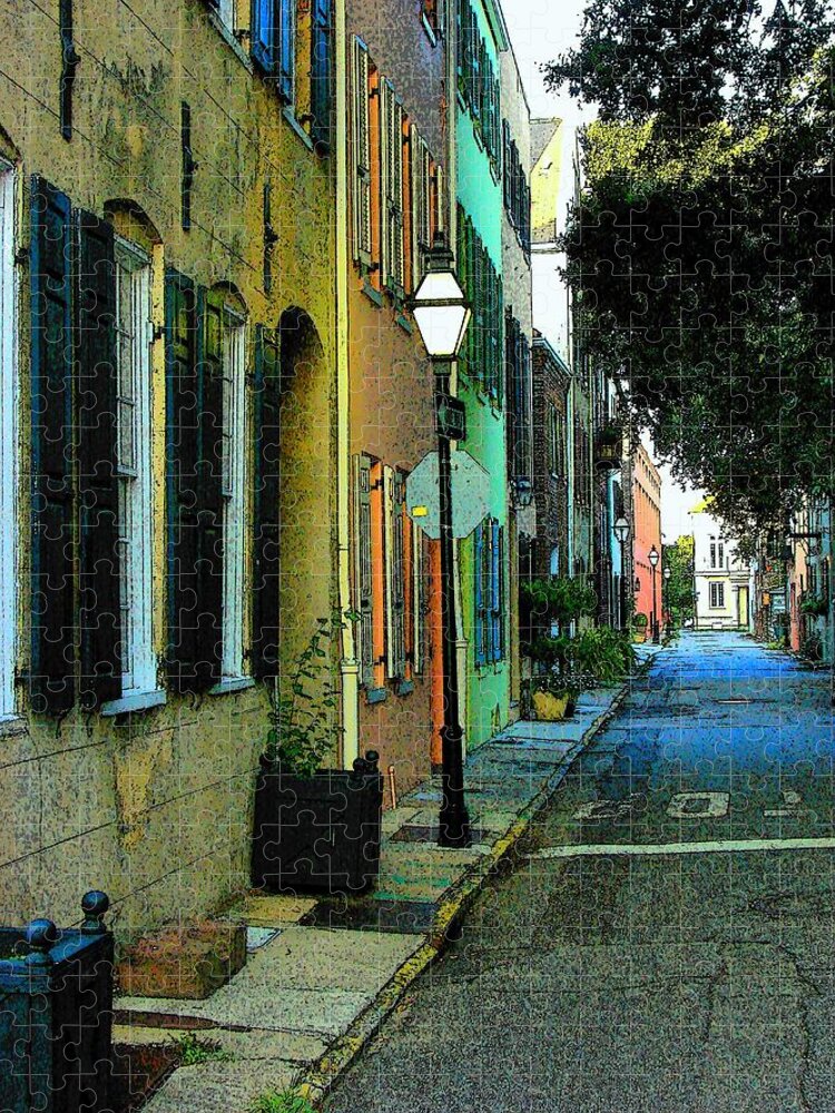 Digital Art Jigsaw Puzzle featuring the photograph Back Street in Charleston by Rodney Lee Williams