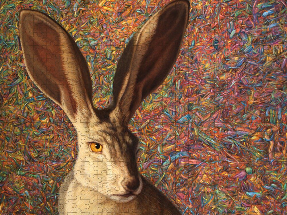 Rabbit Jigsaw Puzzle featuring the painting Background Noise by James W Johnson