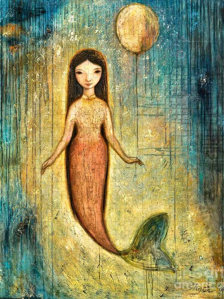 Mermaid Art Jigsaw Puzzle featuring the painting Balance by Shijun Munns