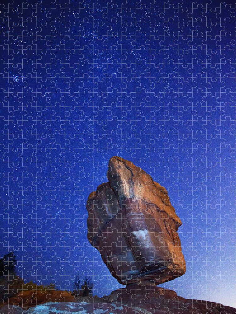 Garden Of The Gods Jigsaw Puzzle featuring the photograph Balanced Rock Nights by Darren White
