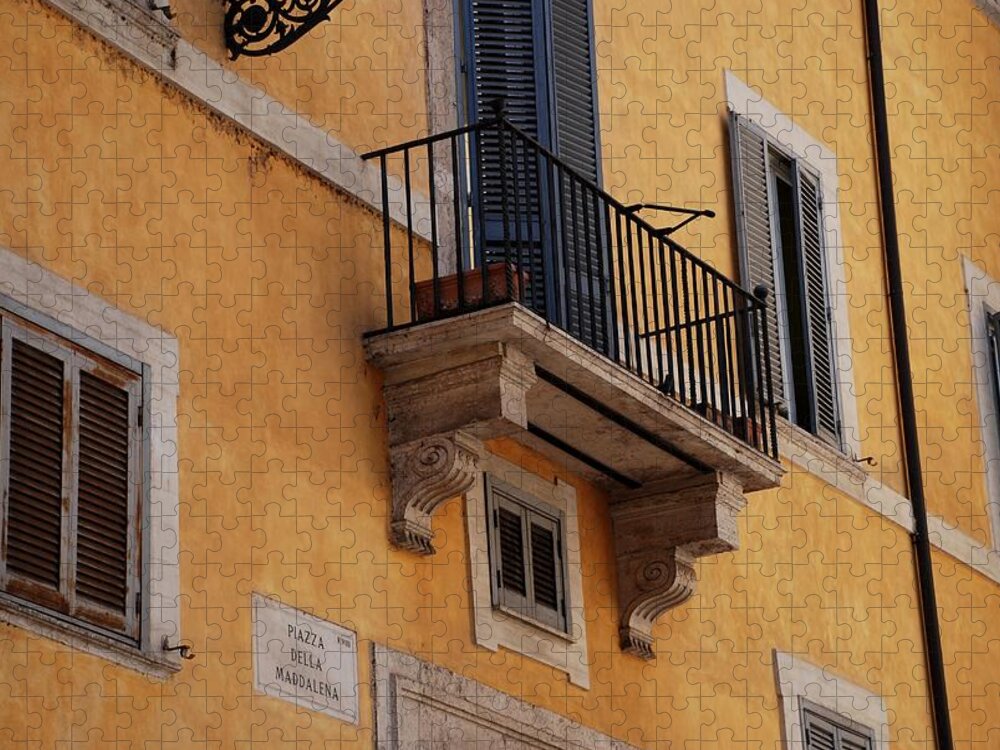 Rome Jigsaw Puzzle featuring the photograph Balcony Piazza della Madallena in Roma by Dany Lison
