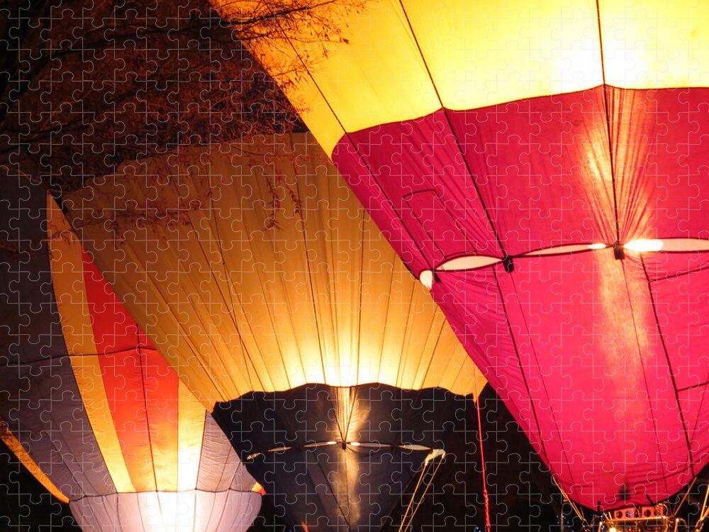 Flying Jigsaw Puzzle featuring the photograph Balloons at Night by Laurel Powell